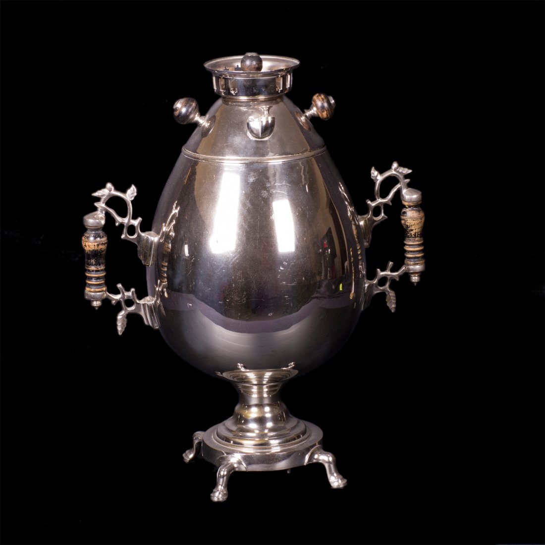 Rare Russian silvered brass samovar in the shape of — image 3