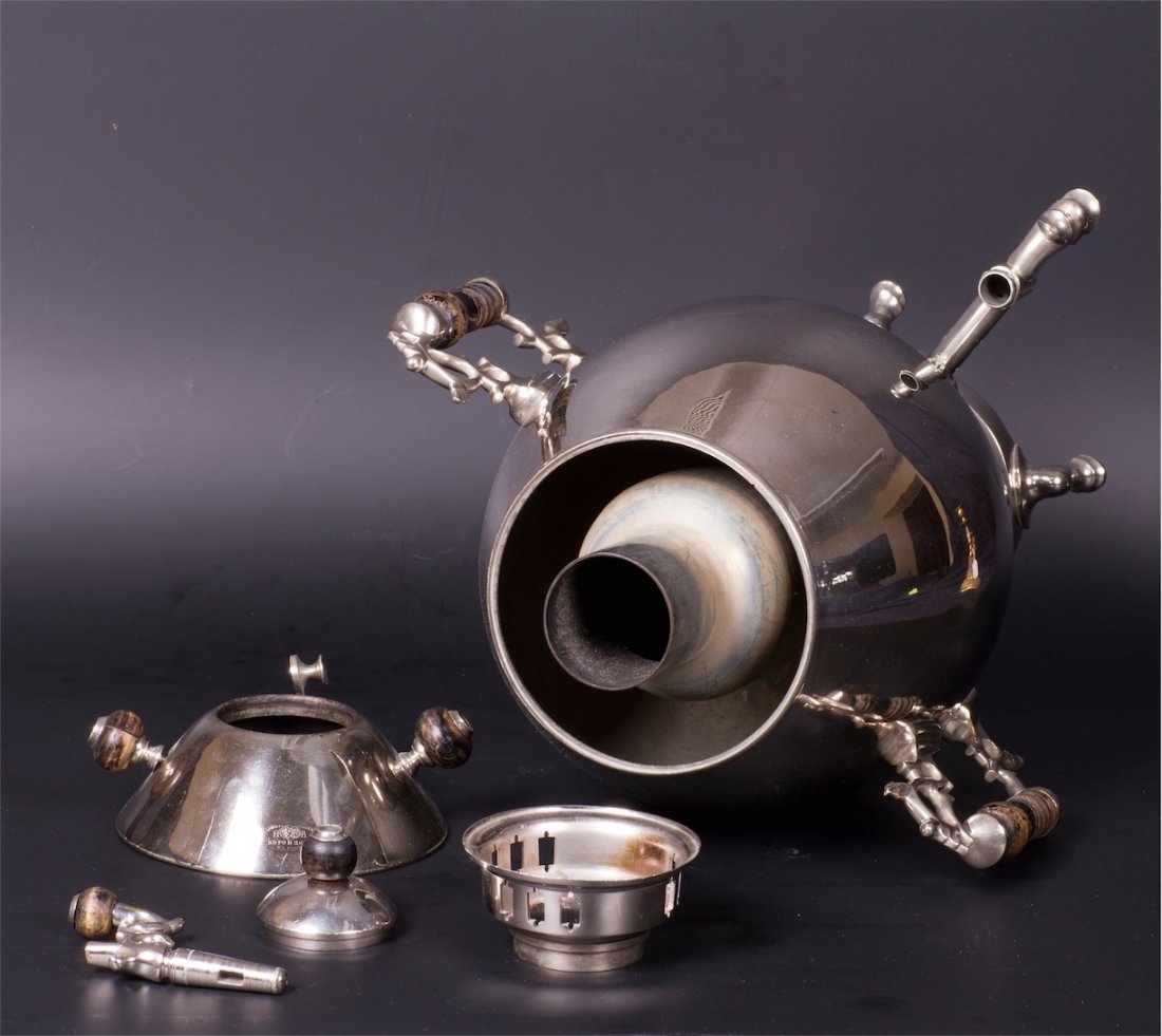 Rare Russian silvered brass samovar in the shape of — image 4