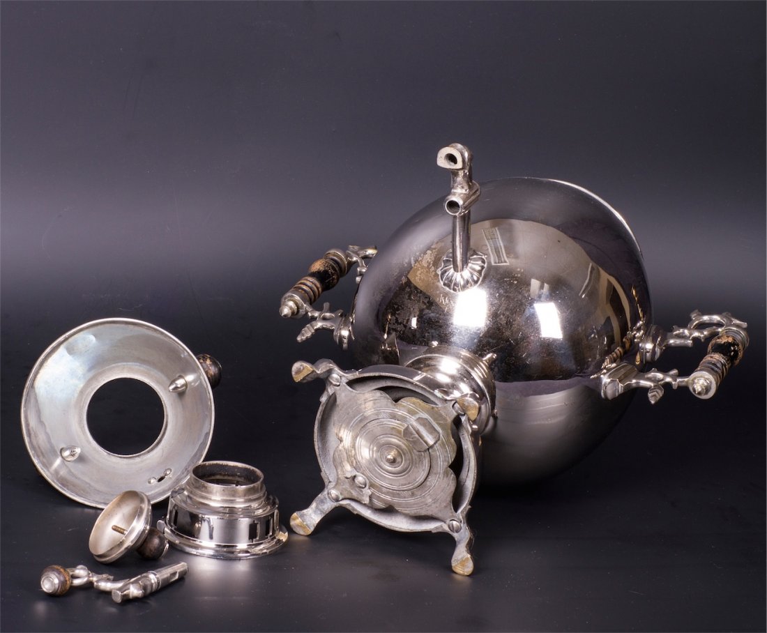 Rare Russian silvered brass samovar in the shape of — image 5