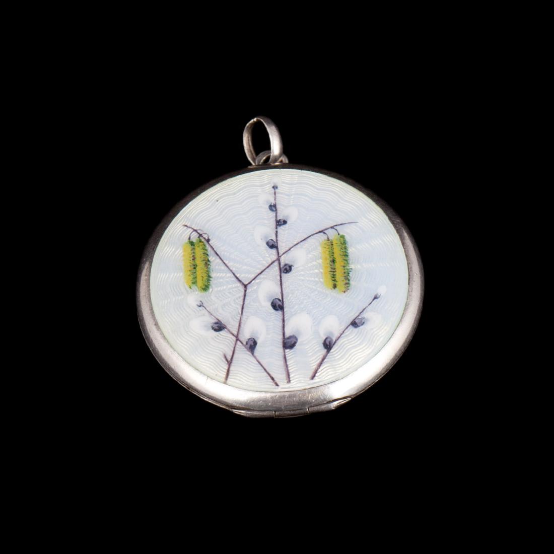Silver and guilloche enamel pendant — image 1