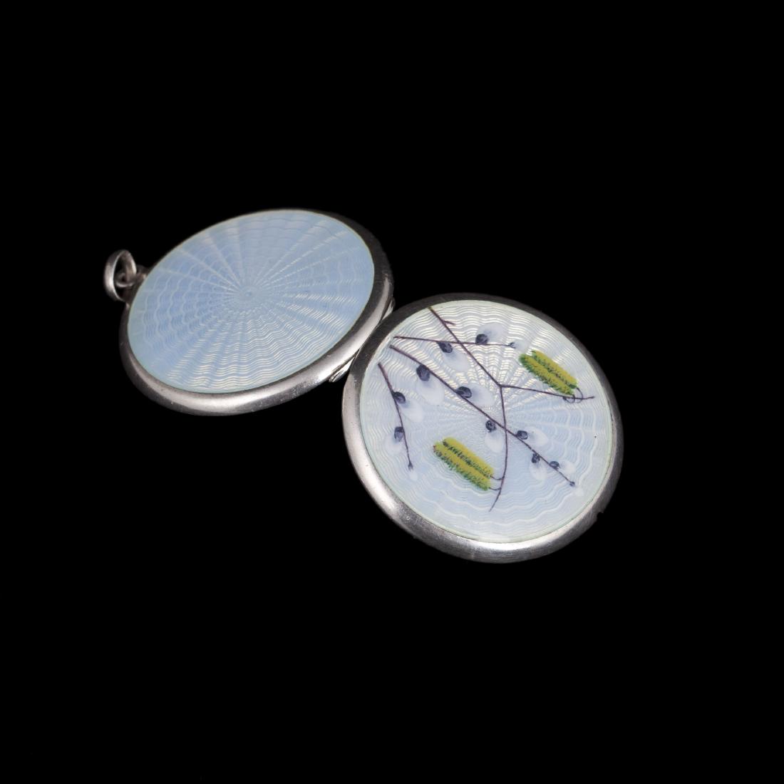 Silver and guilloche enamel pendant — image 4