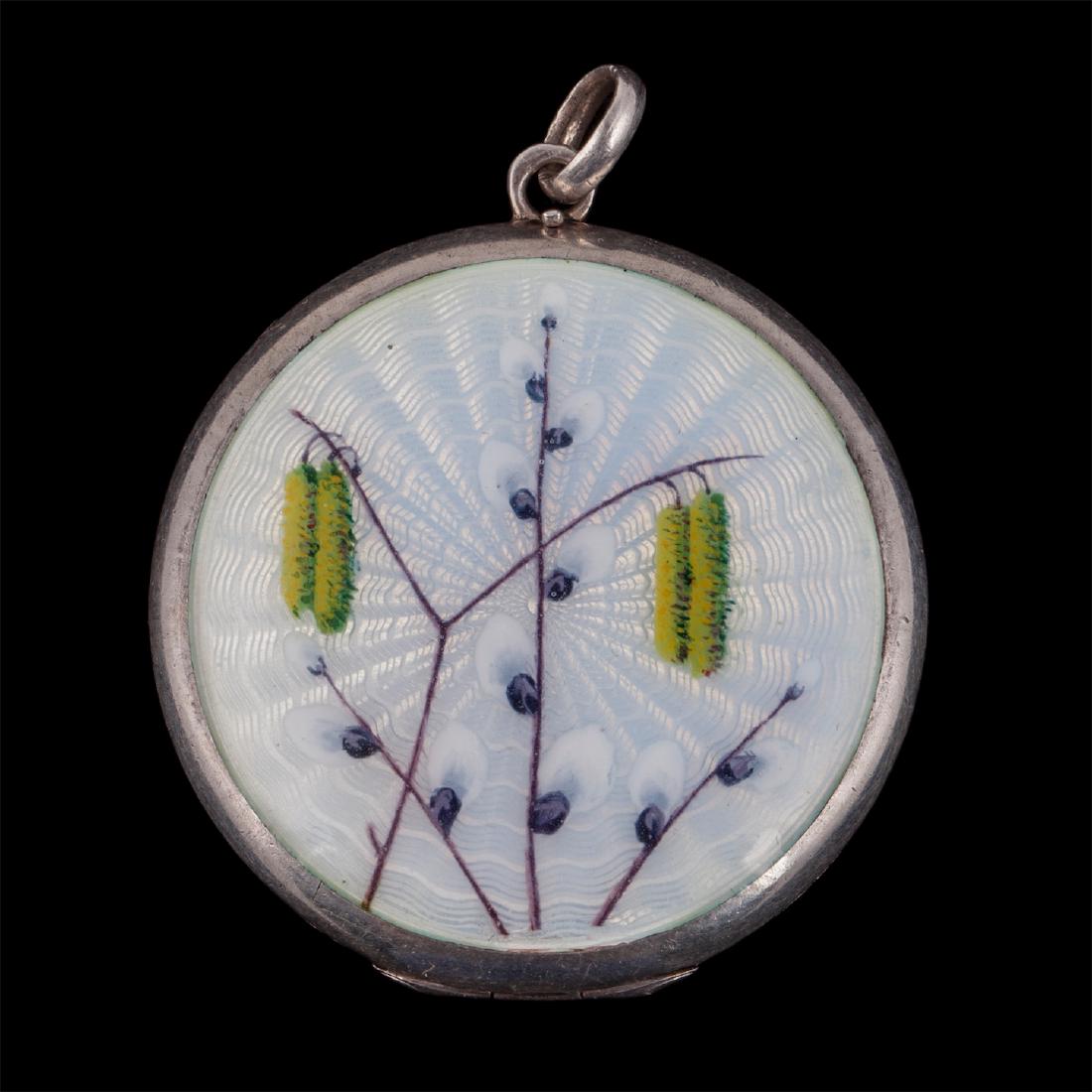 Silver and guilloche enamel pendant — image 5