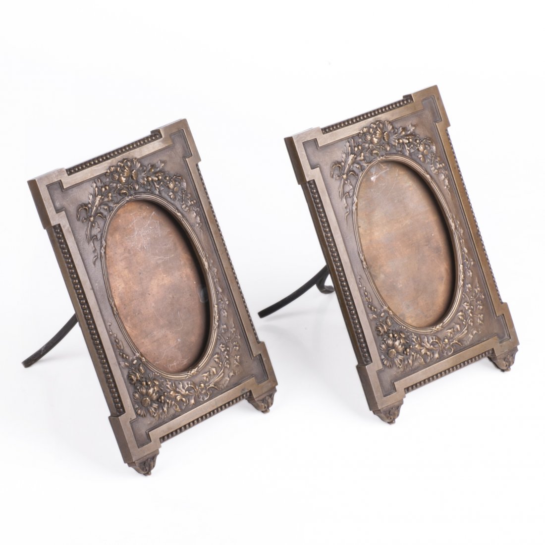 A pair of antique French bronze photo frames — image 1