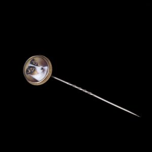 Gold and porcelain pin with Jack Russel dog head — image 1
