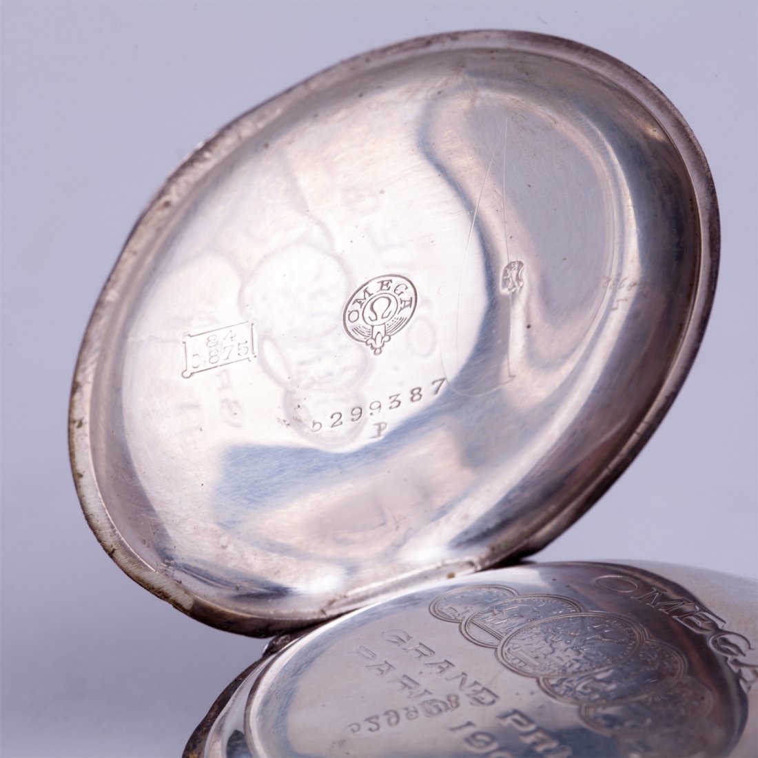 Hunting case silver pocket watch "Omega" — image 4