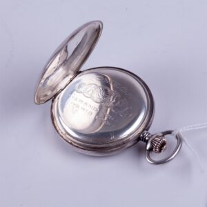 Hunting case silver pocket watch "Omega" — image 5