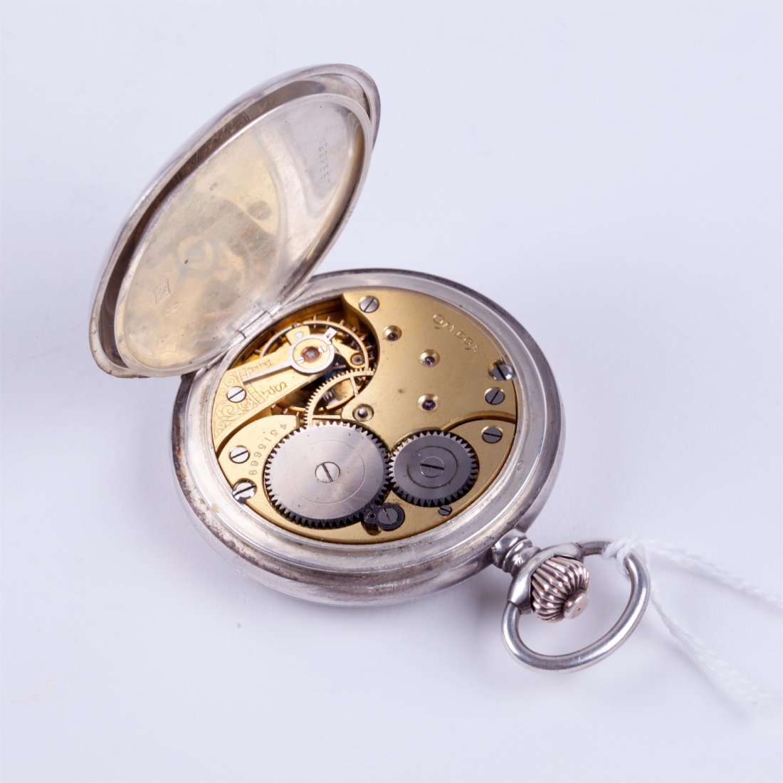 Hunting case silver pocket watch "Omega" — image 6