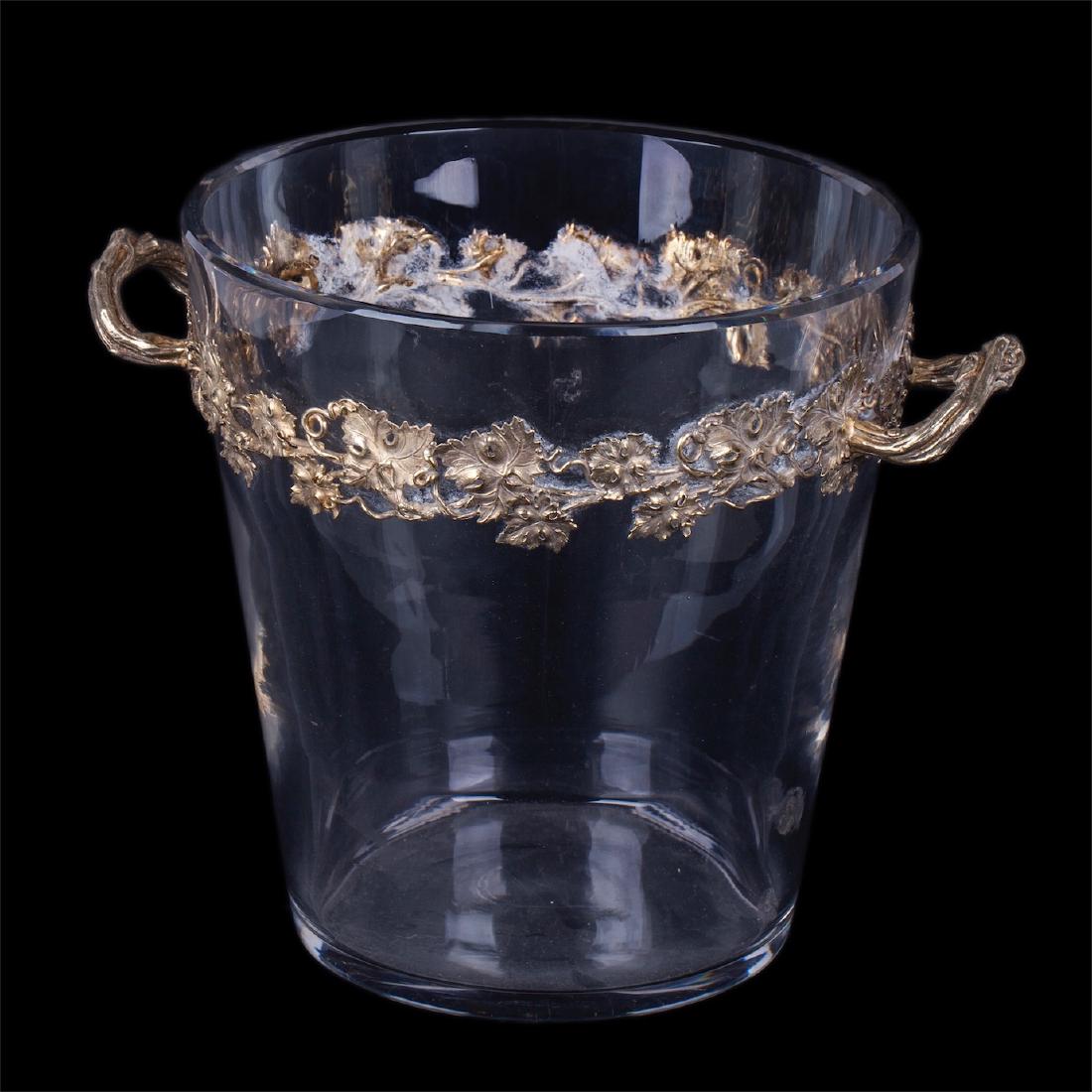 French champagne cooler with solid silver handles. — image 1