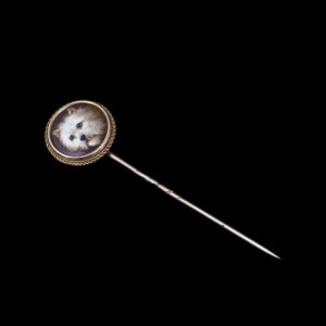 Gold and porcelain pin with Terrier dog head — image 1