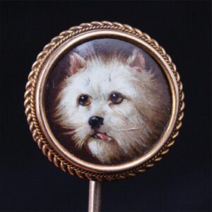 Gold and porcelain pin with Terrier dog head — image 2