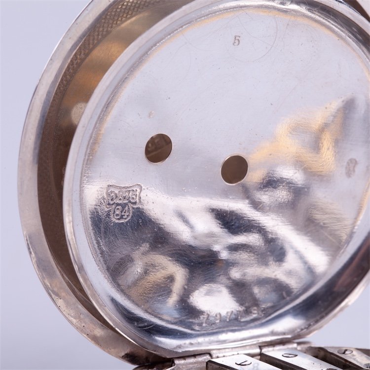 Silver Qte Boutte hunting pocket watch with enamel — image 5