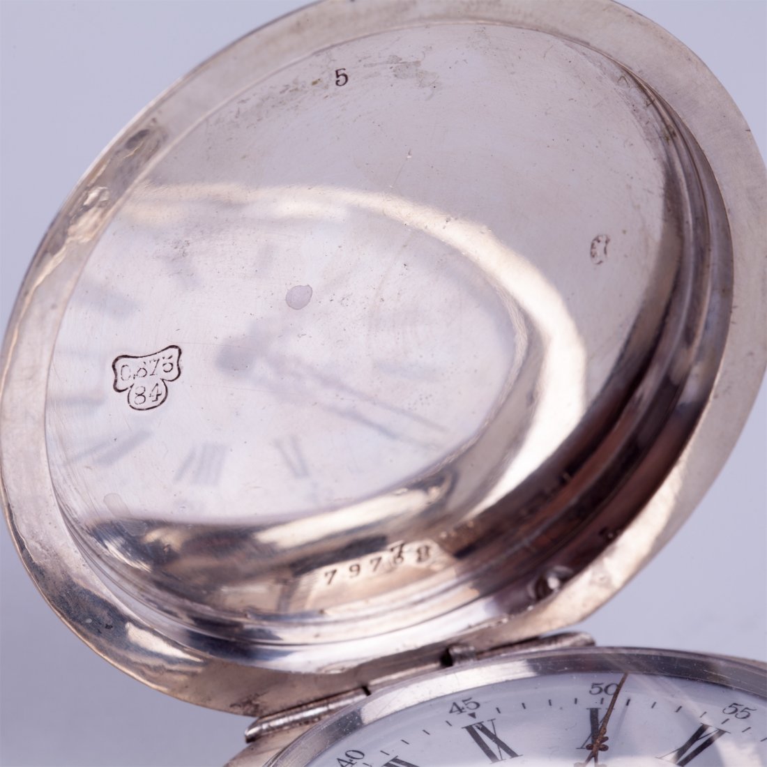 Silver Qte Boutte hunting pocket watch with enamel — image 8