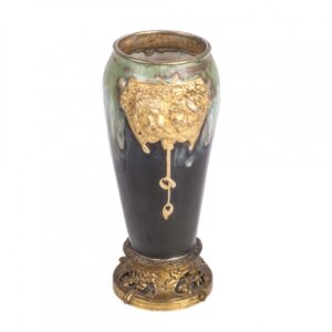 Antique French porcelain vase with bronze inserts — image 1