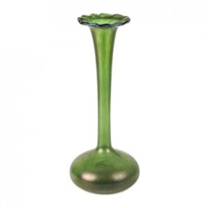 Antique Art nouveau green glass vase — image 1