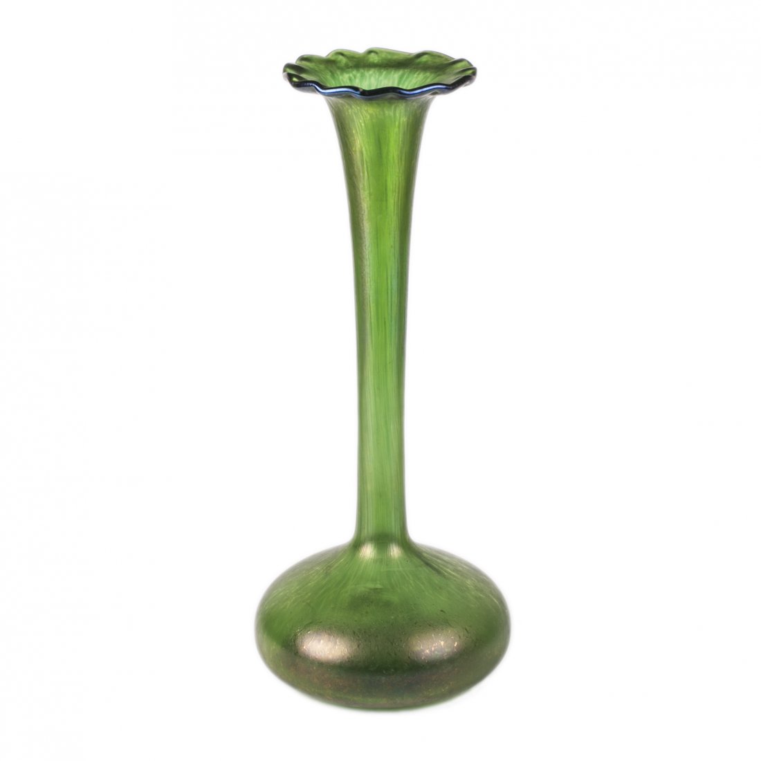 Antique Art nouveau green glass vase — image 1