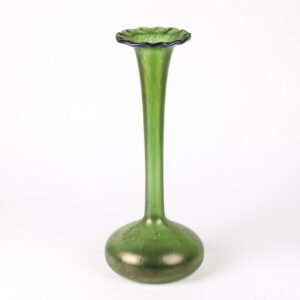 Antique Art nouveau green glass vase — image 2