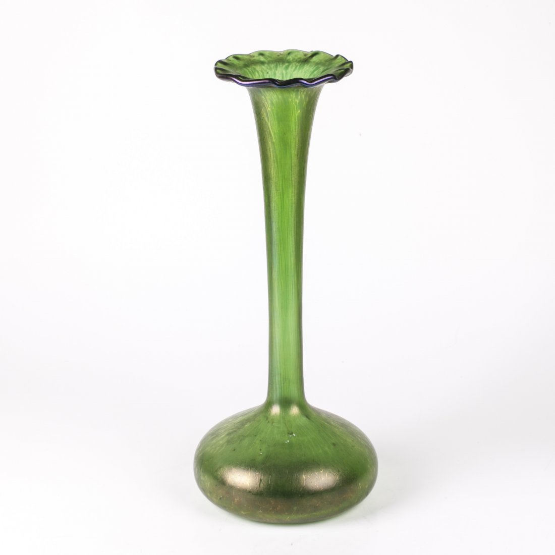 Antique Art nouveau green glass vase — image 2