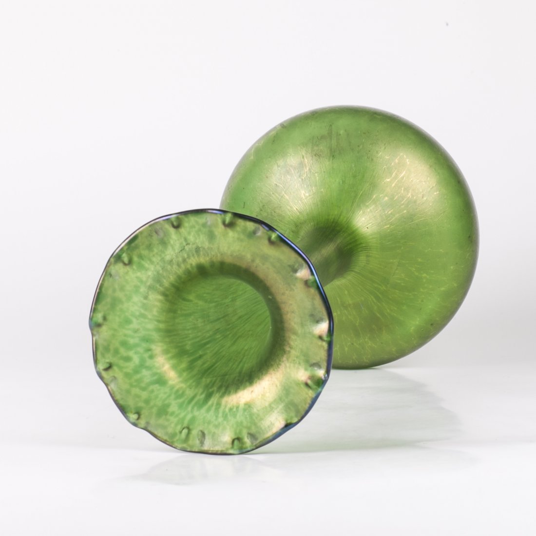Antique Art nouveau green glass vase — image 3