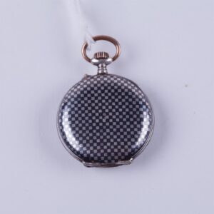 Open face silver pocket watch with enamel dial. — image 3