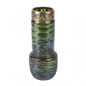Antique Loetz Art nouveau green glass vase — image 1