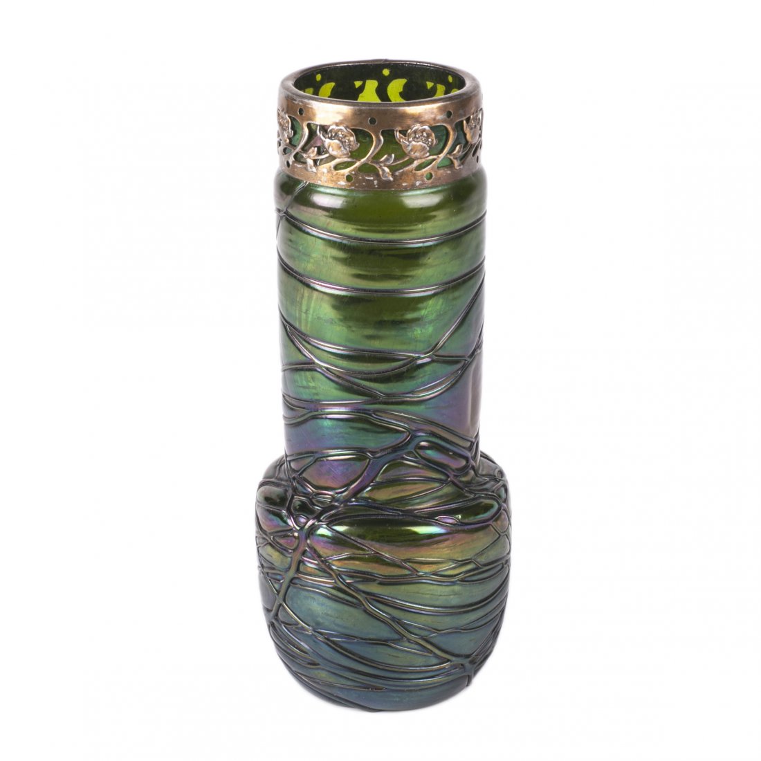Antique Loetz Art nouveau green glass vase — image 1