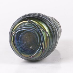 Antique Loetz Art nouveau green glass vase — image 3