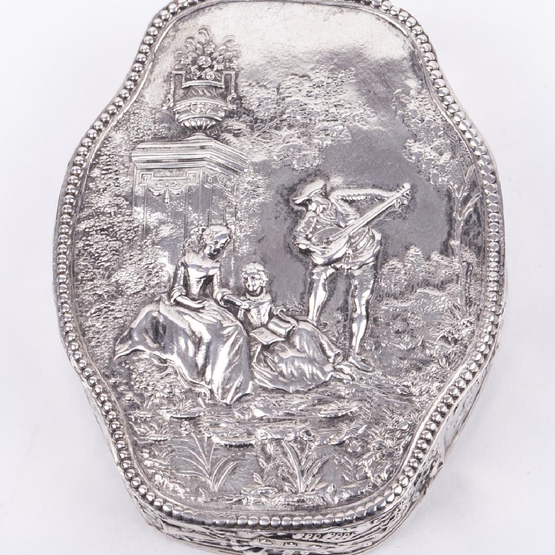 Antique German silver box with gallant scenes — image 5