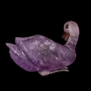 Swan figure made of amethyst with silver legs — image 3