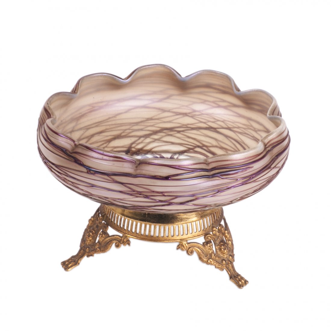 Antique Art nouveau vase on bronze graceful legs — image 1