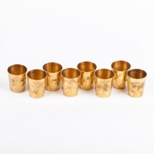 Antique set of 8 Art Nouveau silver gilt beakers — image 2
