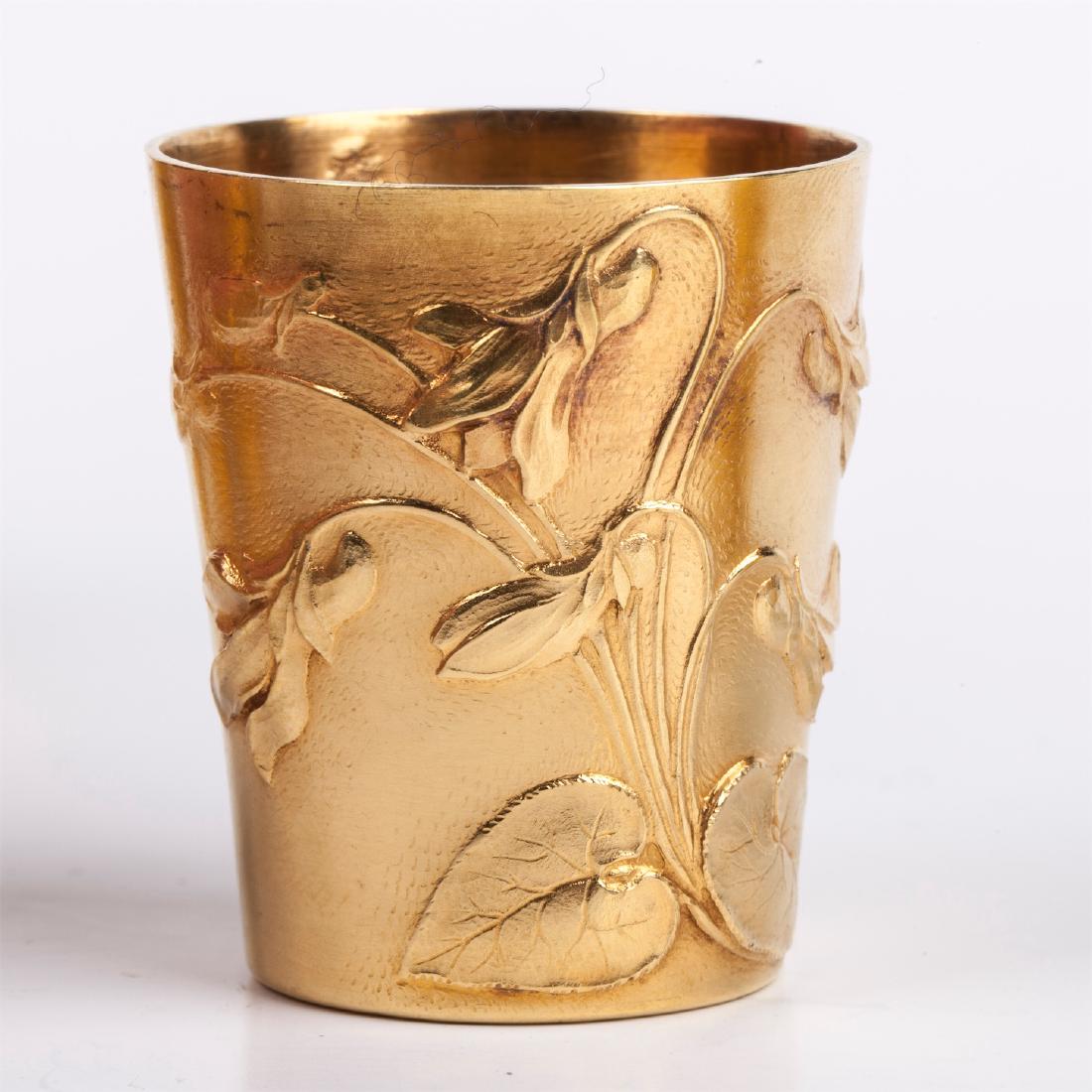 Antique set of 8 Art Nouveau silver gilt beakers — image 6