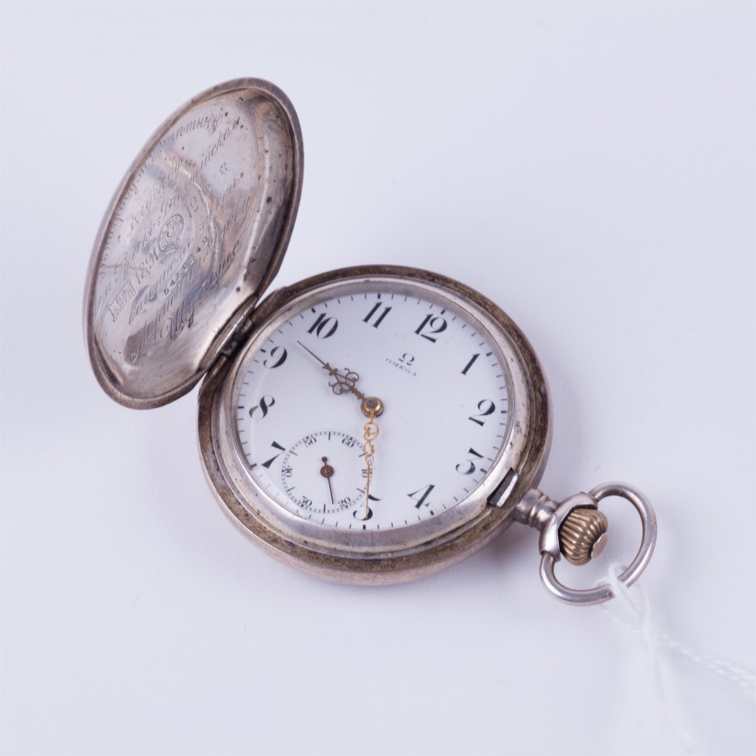 Hunting case silver pocket watch Omega. — image 1