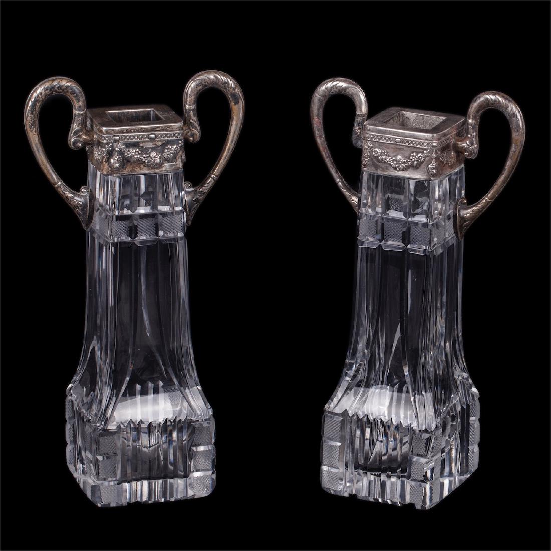 Russian imperial crystal vases in silver mounting — image 1