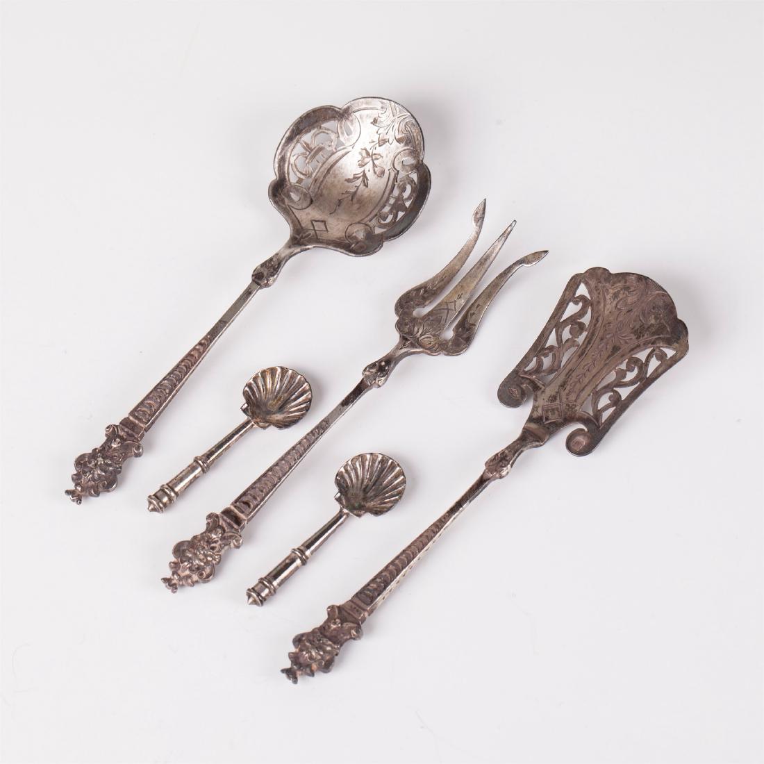 Antique French silver serving set of 6 pieces — image 4