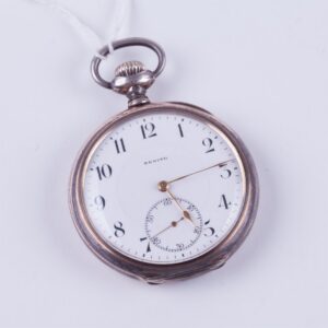 Open face silver pocket watch Zenith witch enamel dial. — image 1