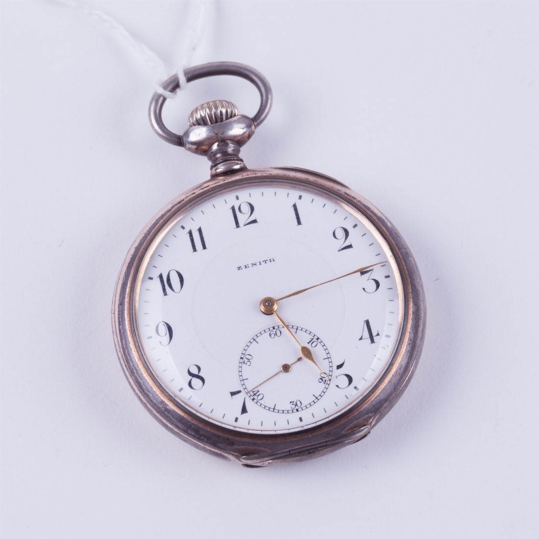 Open face silver pocket watch Zenith witch enamel dial. — image 1