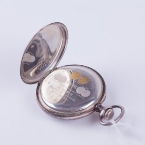 Open face silver pocket watch Zenith witch enamel dial. — image 4