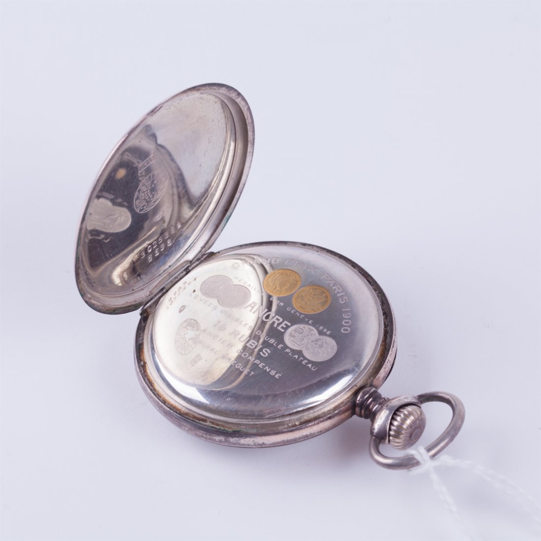 Open face silver pocket watch Zenith witch enamel dial. — image 4