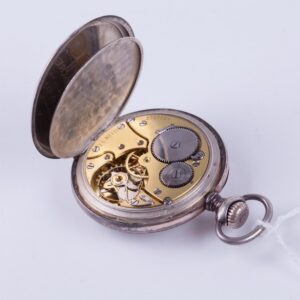 Open face silver pocket watch Zenith witch enamel dial. — image 5