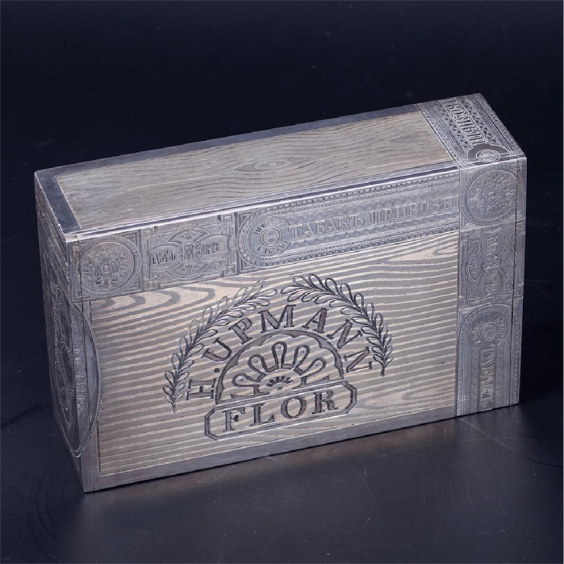 Russian Imperial silver cigar box. Ovchinnikov — image 2
