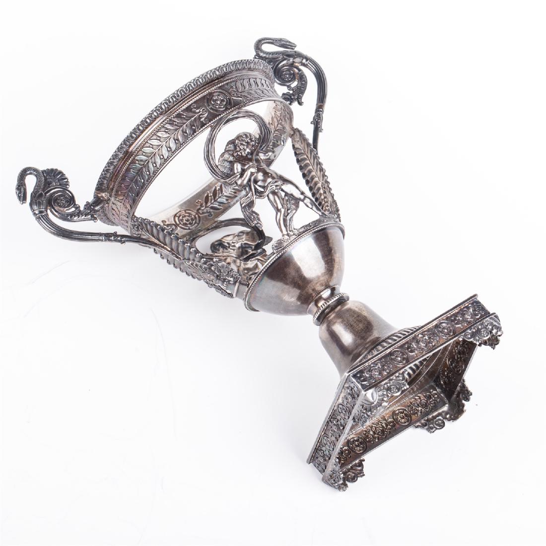 Antique silver mounted blue glass candy dish — image 5