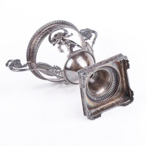 Antique silver mounted blue glass candy dish — image 6