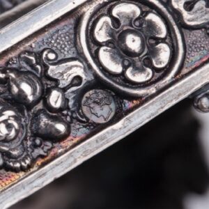 Antique silver mounted blue glass candy dish — image 9