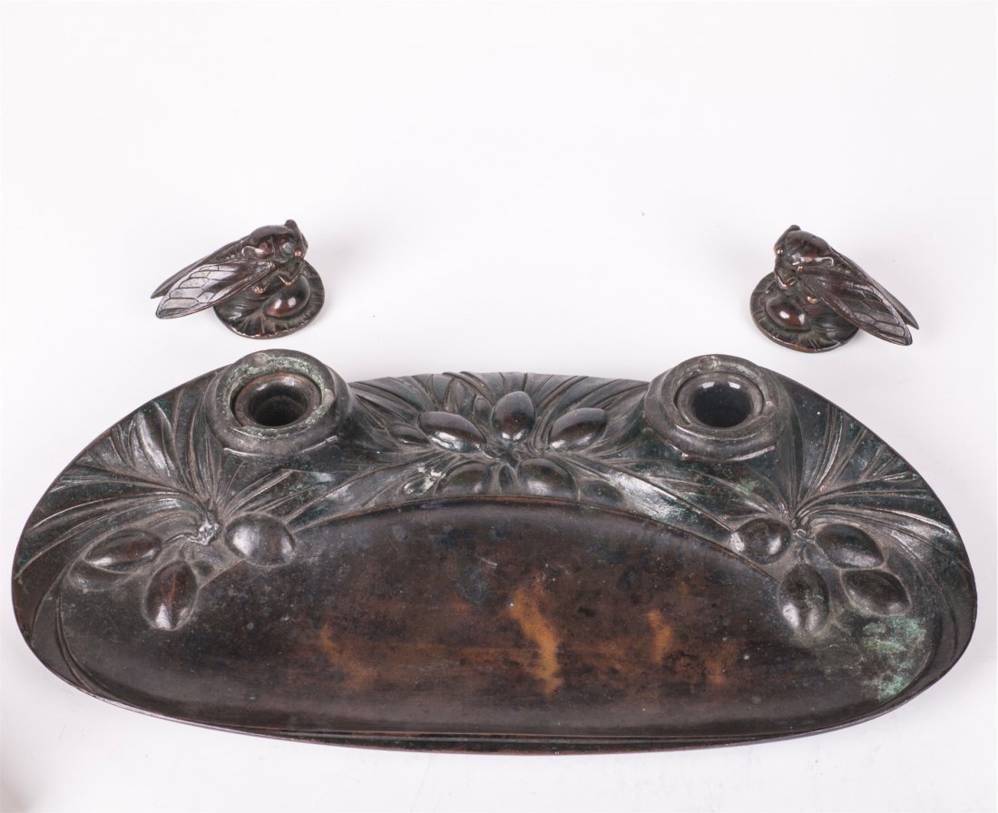 Art Nouveau bronze inkwell set of 6 pieces — image 7