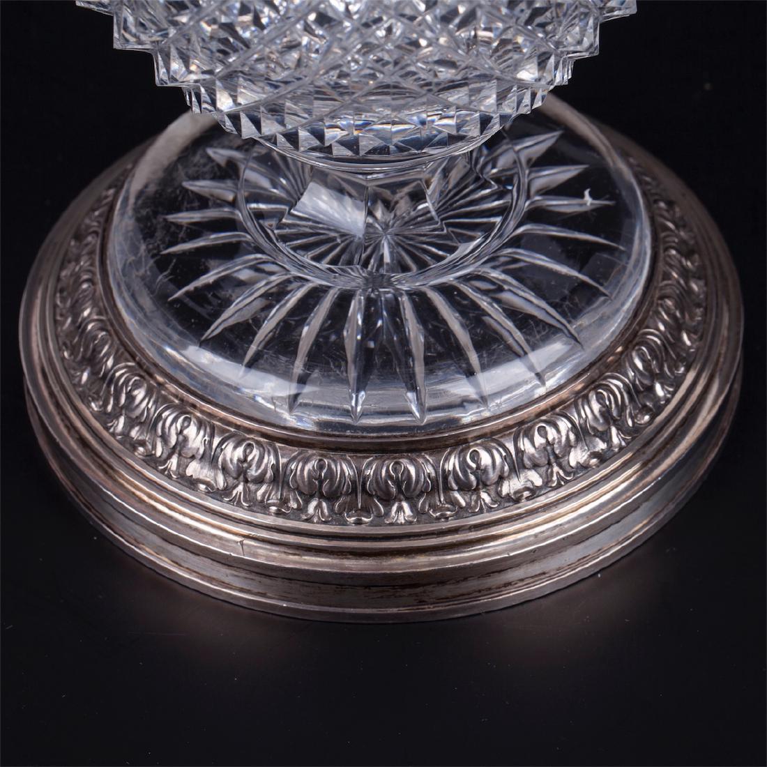 Faberge silver mounted cut-glass amphora — image 2