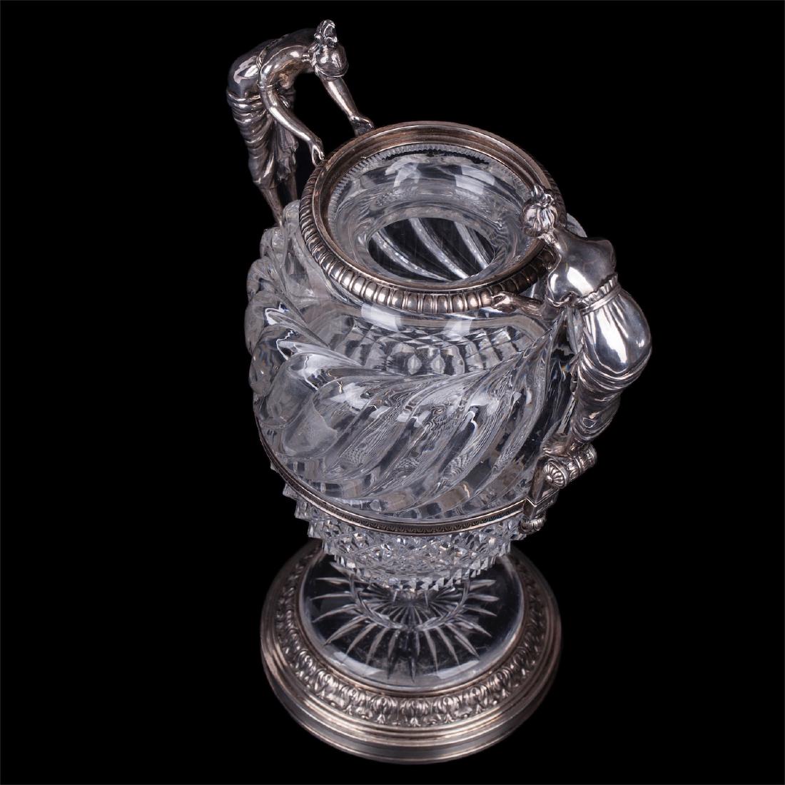 Faberge silver mounted cut-glass amphora — image 4