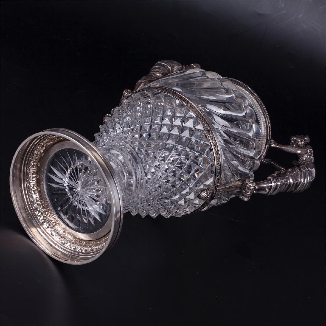 Faberge silver mounted cut-glass amphora — image 5
