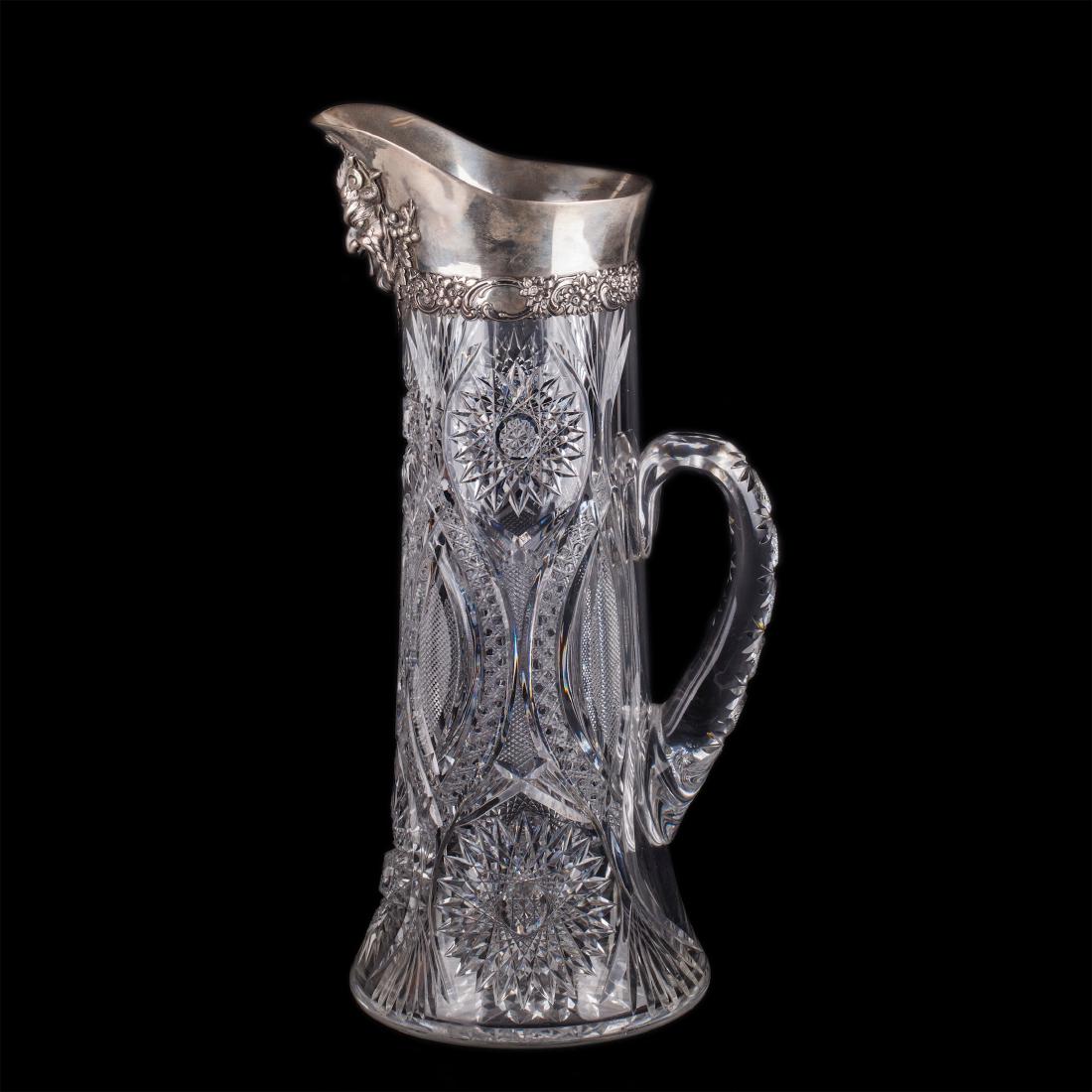 Huge Tiffany silver mounted cut glass pitcher — image 4