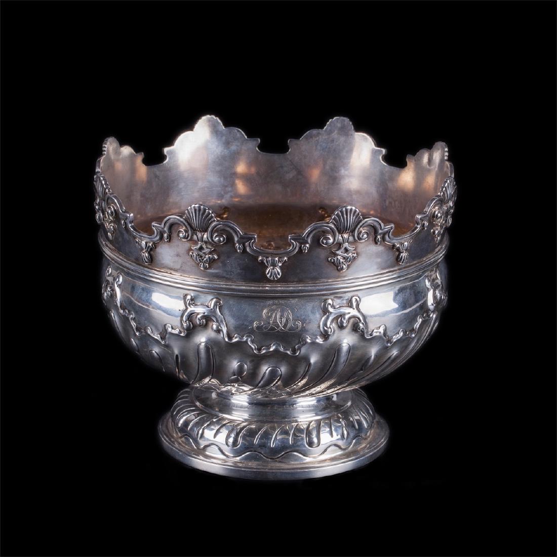 Antique silver candy dish with a carved edging — image 1