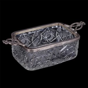 Russian imperial cut-glass bowl with silver — image 1